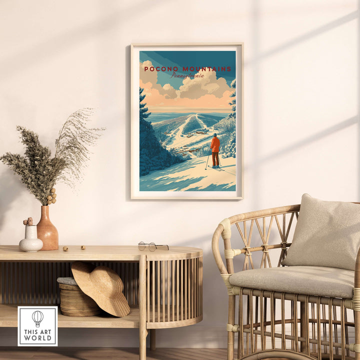 Pocono Mountains ski print featuring scenic Green Valley, perfect for nature lovers and ski enthusiasts.