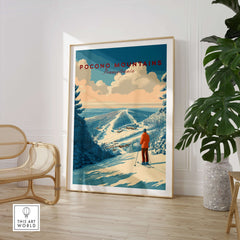 Pocono Mountains ski print displaying scenic Green Valley, perfect for nature lovers and ski enthusiasts.