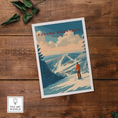 Pocono Mountains ski print depicting a scenic view of Green Valley, Pennsylvania, perfect for nature and ski lovers.