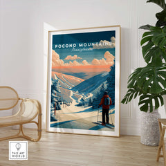 Pocono Mountains Ski Wall Art Print showcasing vibrant ski imagery, perfect for ski enthusiasts.