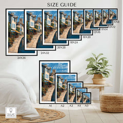 Port Grimaud Poster - Venice of Provence Wall Art - Colorful Buildings and Canal Print size guide with framed options.