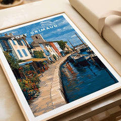 Port Grimaud Poster - Venice of Provence Wall Art - Colorful Buildings and Canal Print