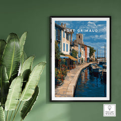 Port Grimaud Poster - Venice of Provence Wall Art - Colorful Buildings and Canal Print