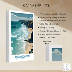 Porthtowan Cornwall Poster | British Seaside Cliff Landscape Canvas Print showcasing professional Giclée printing and coastal views.