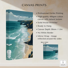 Porthtowan Cornwall Wall Art Print | Atlantic Coastline Beach Travel Poster showcasing coastal beauty and professional printing details.