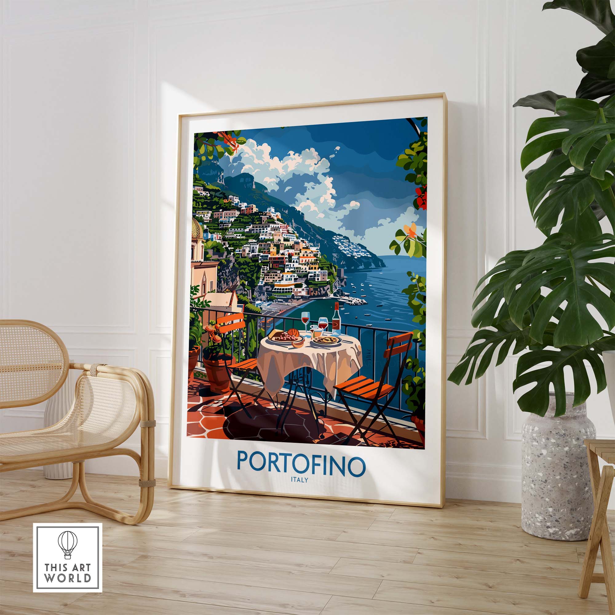 Portofino Travel Poster Print - Italy Landscape Wall Art