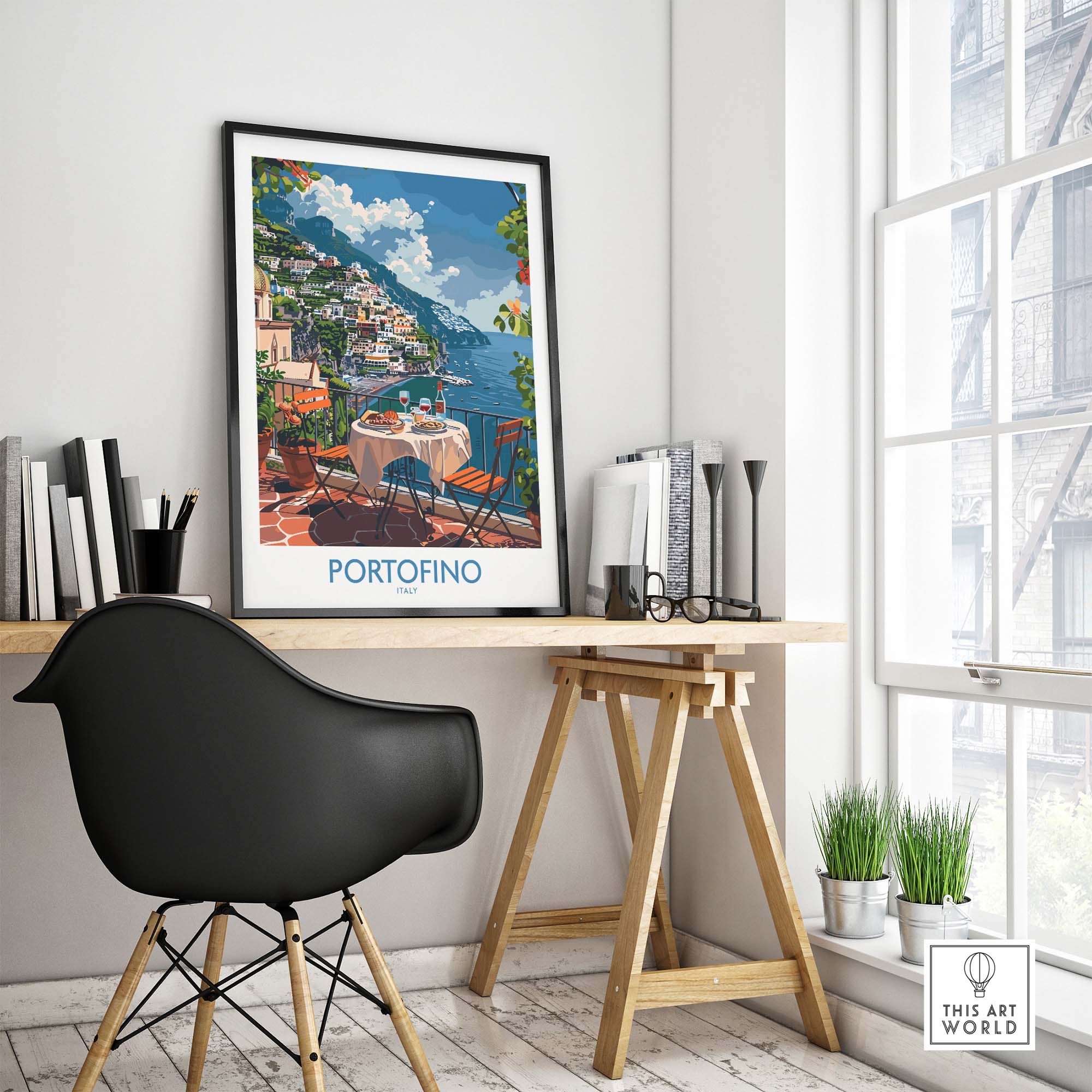 Portofino Travel Poster Print - Italy Landscape Wall Art