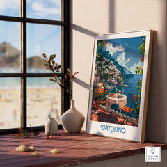Portofino Travel Poster Print - Italy Landscape Wall Art
