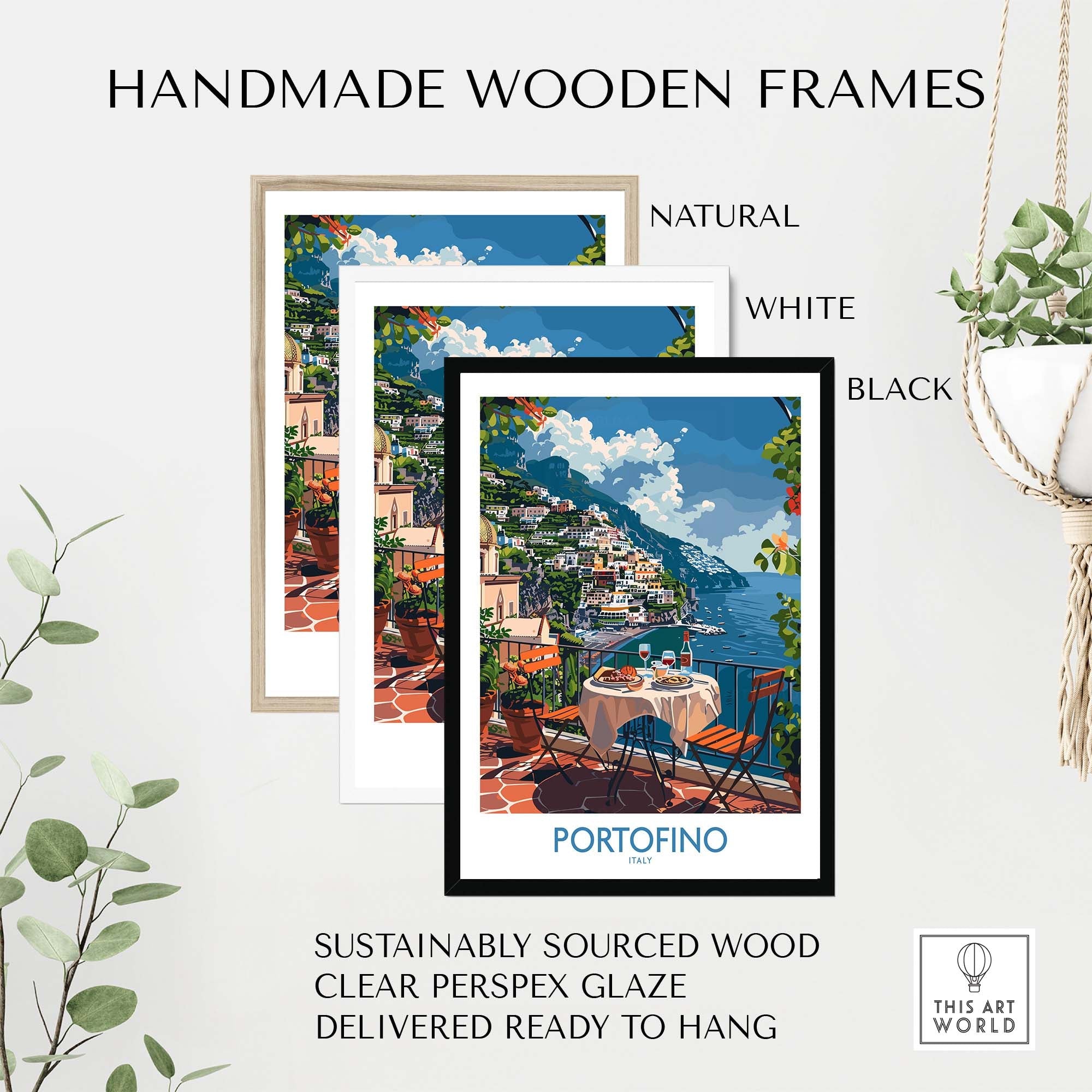 Portofino Travel Poster Print - Italy Landscape Wall Art