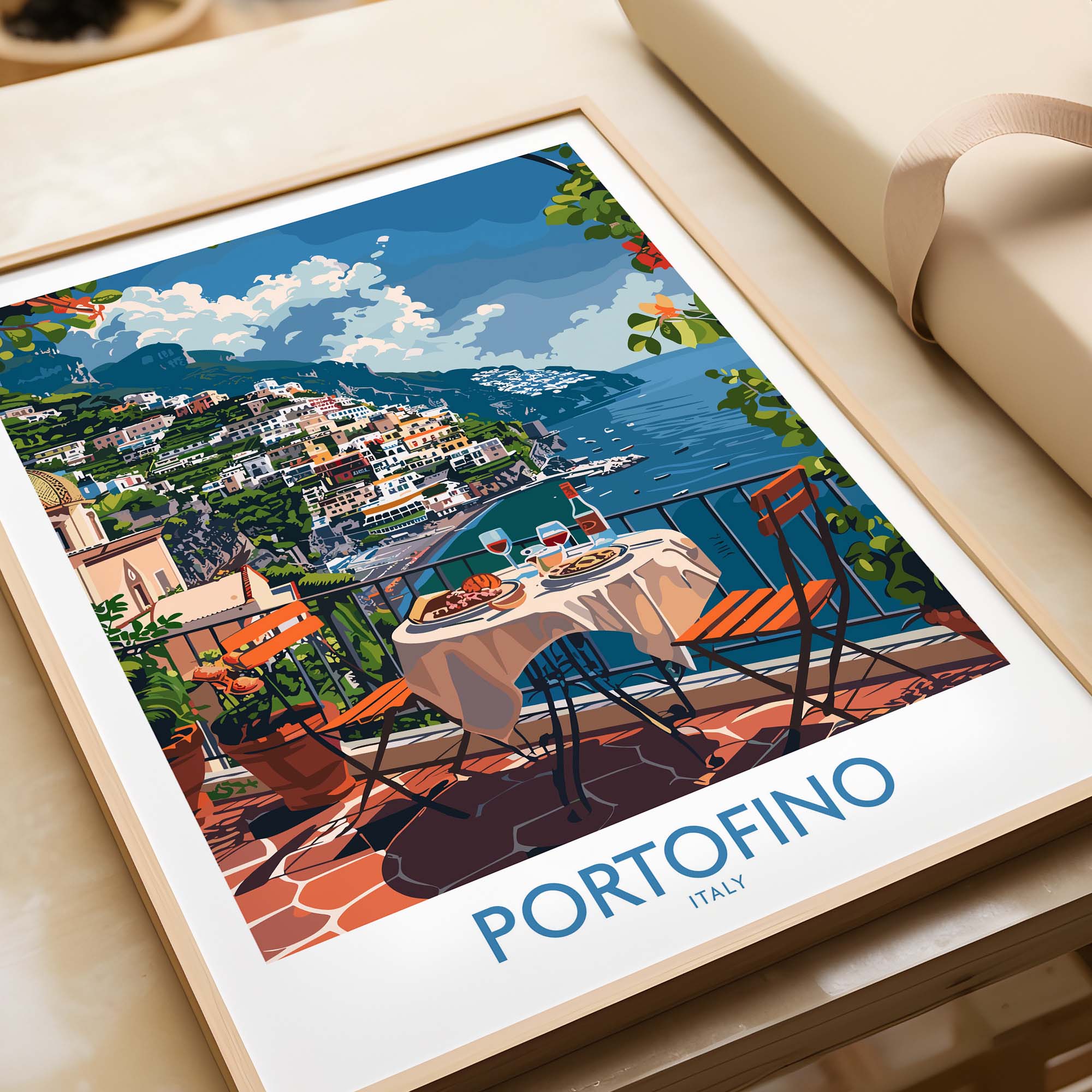 Portofino Travel Poster Print - Italy Landscape Wall Art