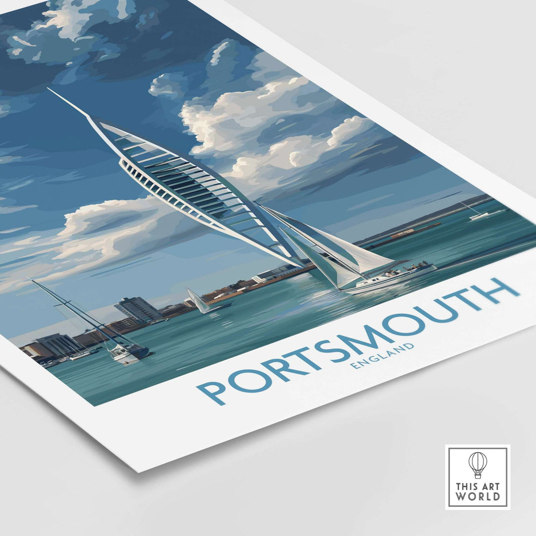 Portsmouth England Spinnaker Tower Art Print | Sailing Waterfront Poster featuring the iconic Spinnaker Tower.