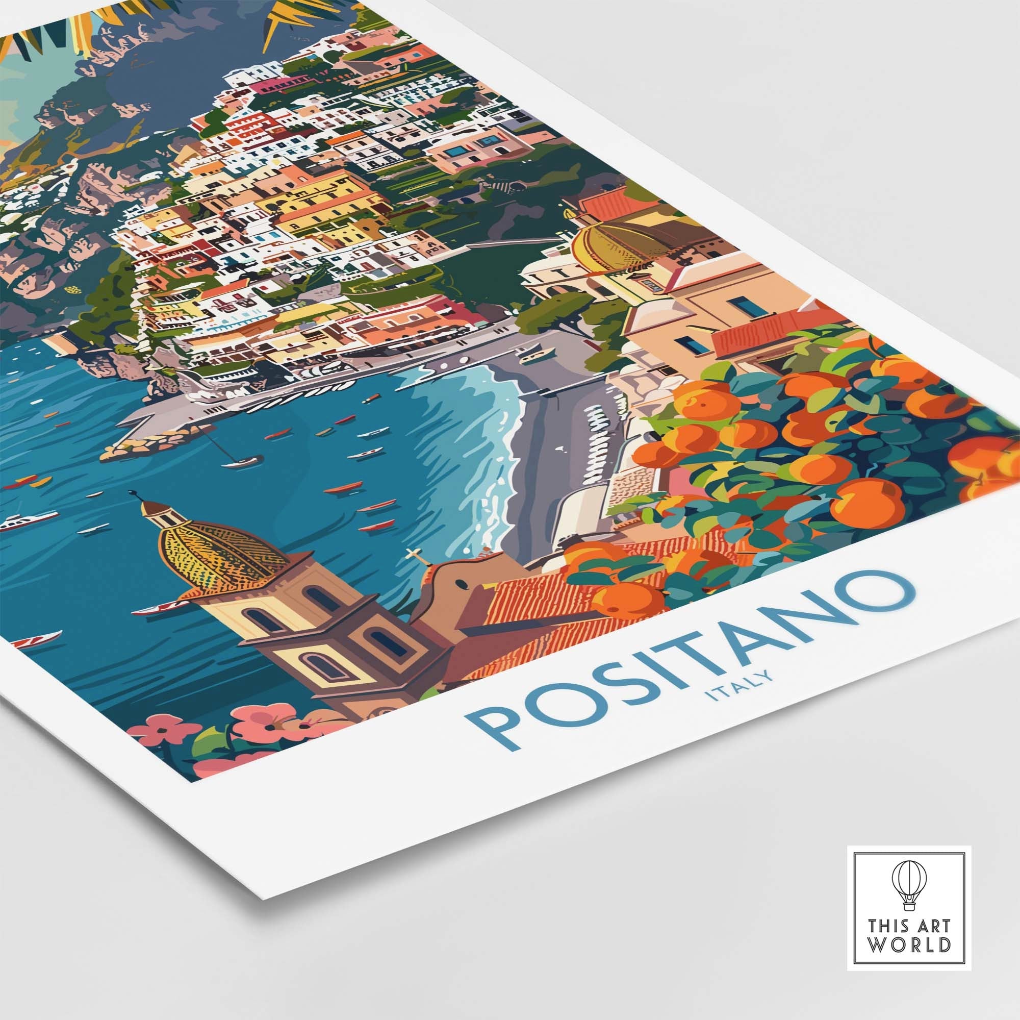 Positano Coastal Landscape Print - Add a Touch of Italian Charm to Your Home