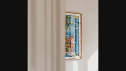 Matisse Open Window Art Print | French Riviera Sea View Poster displayed in a bright interior.