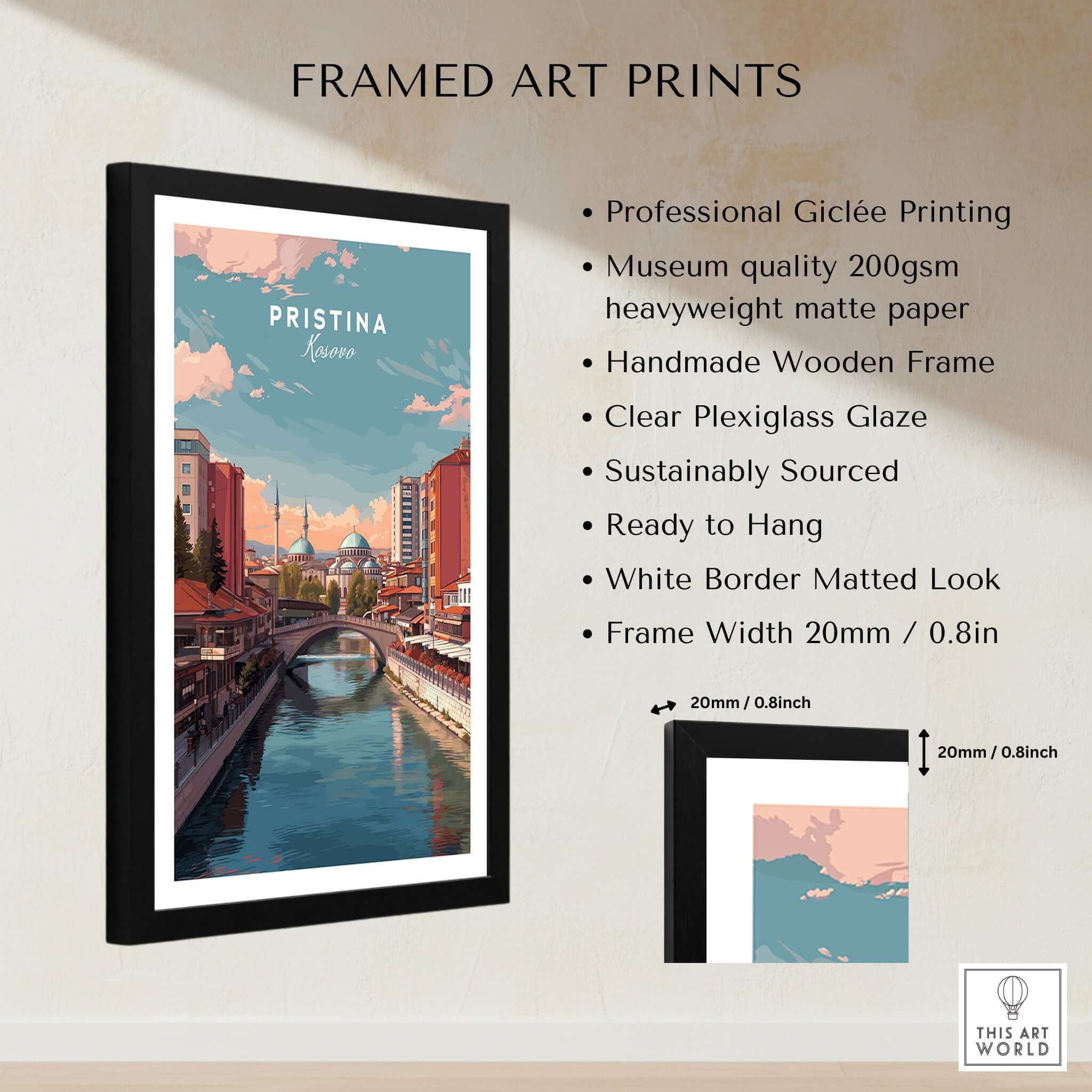 Pristina Canvas Art Print | Balkan City Wall Art framed print showcasing urban landscape and vibrant colors.