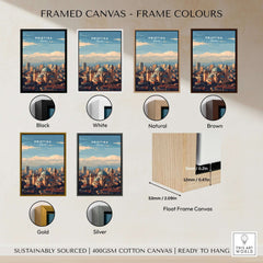 Pristina City View Canvas Print | Kosovo Urban Wall Decor showcasing frame colors and styles.