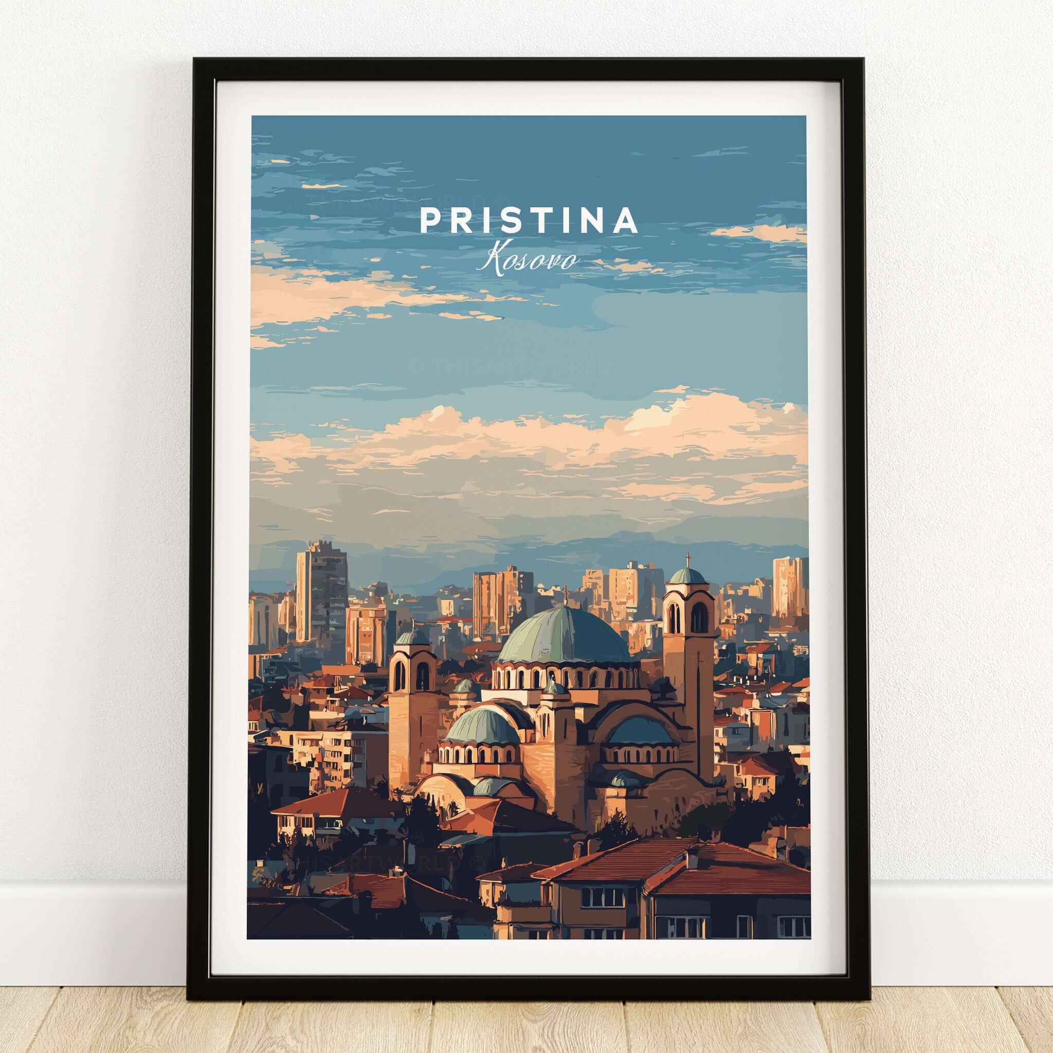 Pristina City View Canvas Print | Kosovo Urban Wall Decor showcasing the skyline of Pristina, Kosovo.