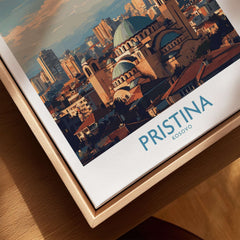 Pristina Kosovo City Skyline Art Print | Christ the Saviour Cathedral Poster showcasing city's vibrant landscape.