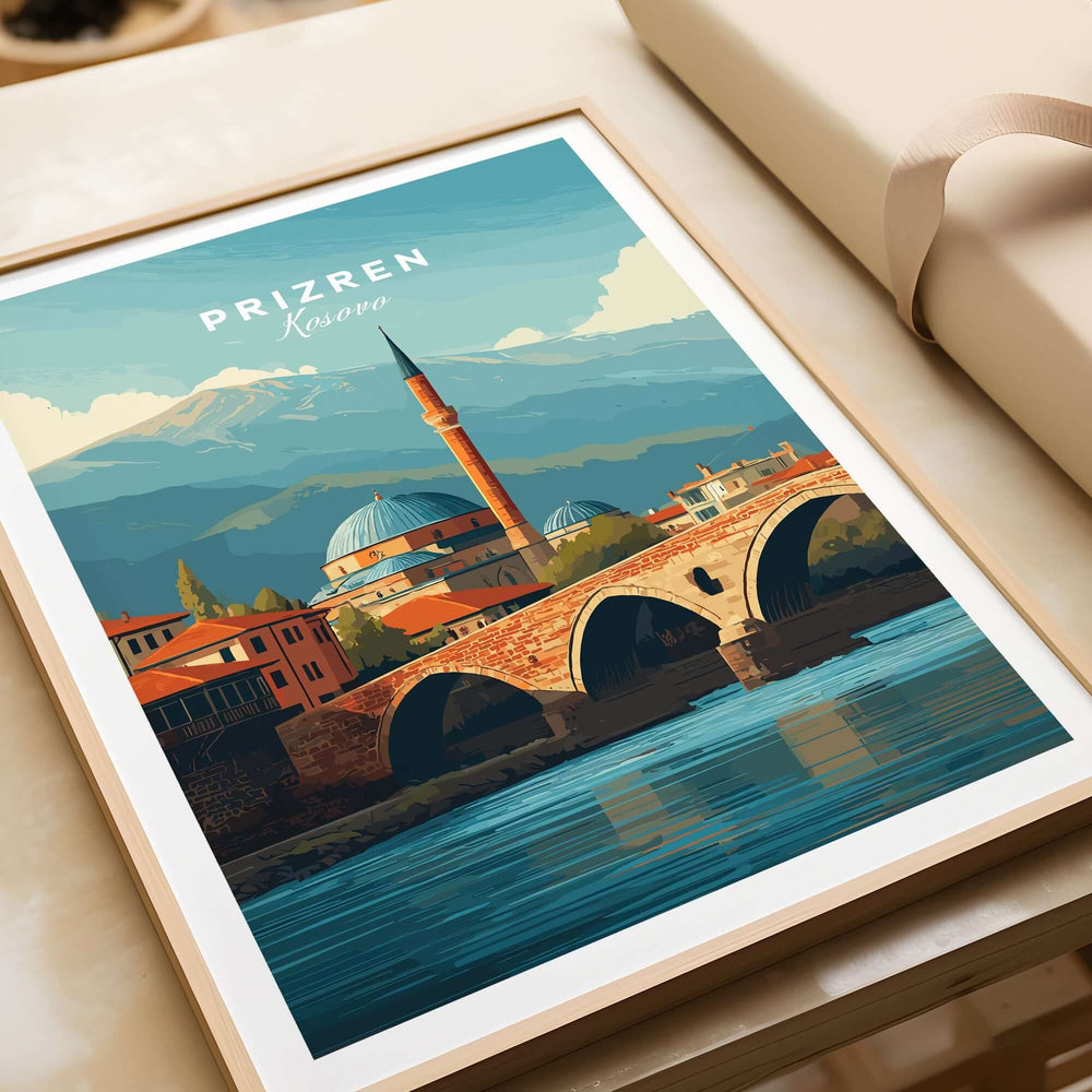 Prizren Bistrica River Old Town Canvas Print | Balkan Travel Wall Decor