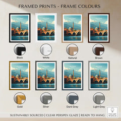 Prizren Bistrica River Old Town Canvas Print | Balkan Travel Wall Decor framed print color options display