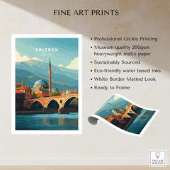 Prizren Bistrica River Old Town Canvas Print | Balkan Travel Wall Decor showcasing river and architecture