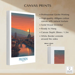 Prizren Kosovo Sunset Art Print | River Bistrica View Poster showcasing high-quality canvas print features.
