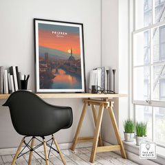 Prizren Old Town Canvas Print | Kosovo City Wall Art displayed in a stylish interior setting.