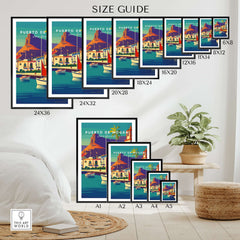 Puerto de Mogán Gran Canaria Art Print - Puerto de Mogán Village Poster - Colorful Coastal Decor Size Guide
