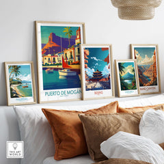 Puerto de Mogán Poster - Gran Canaria Travel Print - Sailboats Wall Art displayed among other travel art prints