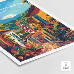 Puerto Vallarta Travel Poster showcasing vibrant colors and culture of Mexico in stunning wall art.