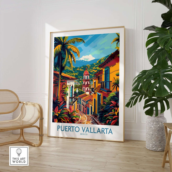 Puerto Vallarta Travel Print Vibrant Mexico Art Decor in Room