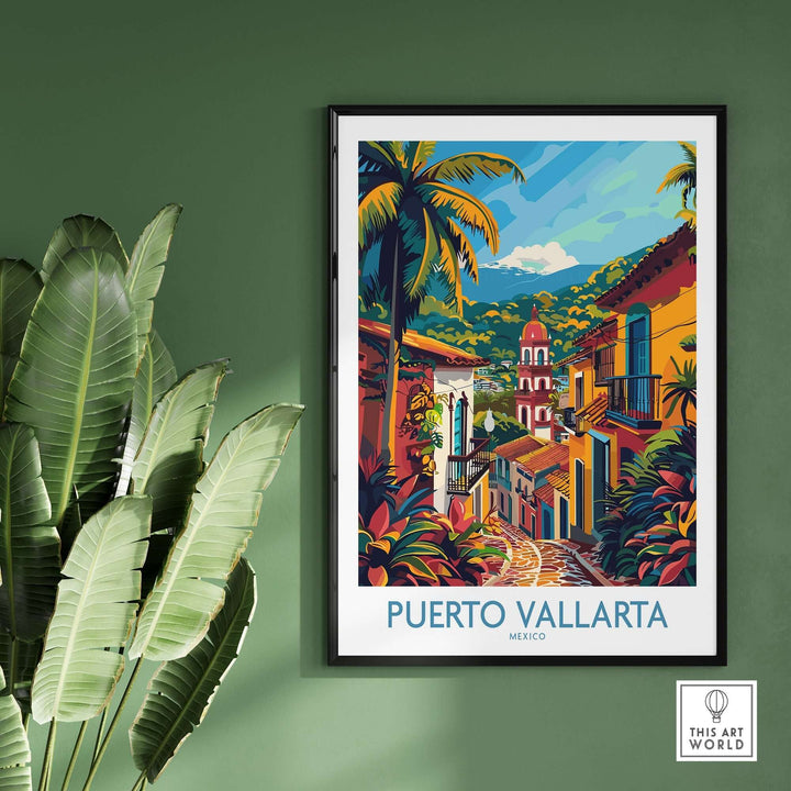 Puerto Vallarta Travel Print featuring vibrant Mexican colors and scenery, perfect for home decor and inspired by Mexico's beloved destination.