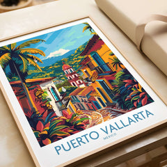 Puerto Vallarta Travel Print showcasing vibrant colors and scenery of Puerto Vallarta, Mexico, ideal for home decor.