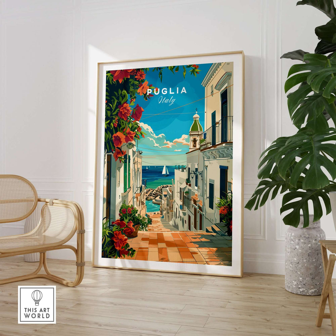 Puglia Poster Italy in Modern Room Decor – Stylish Italian Travel Prints for Home Decor - Showcasing Iconic Sights and Colors of Puglia