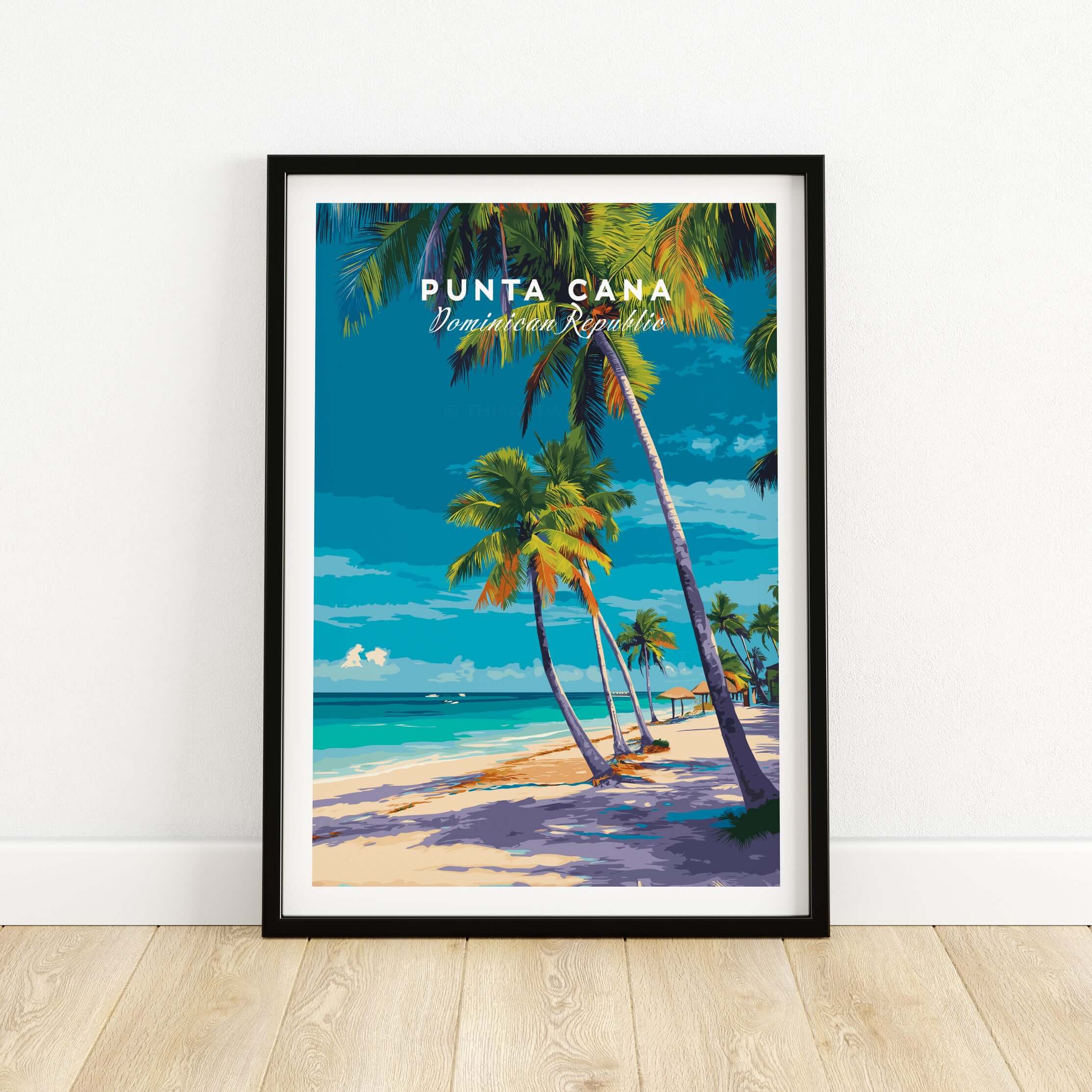 Punta Cana Dominican Republic Palm Tree Beach Poster - Tropical Caribbean Wall Art