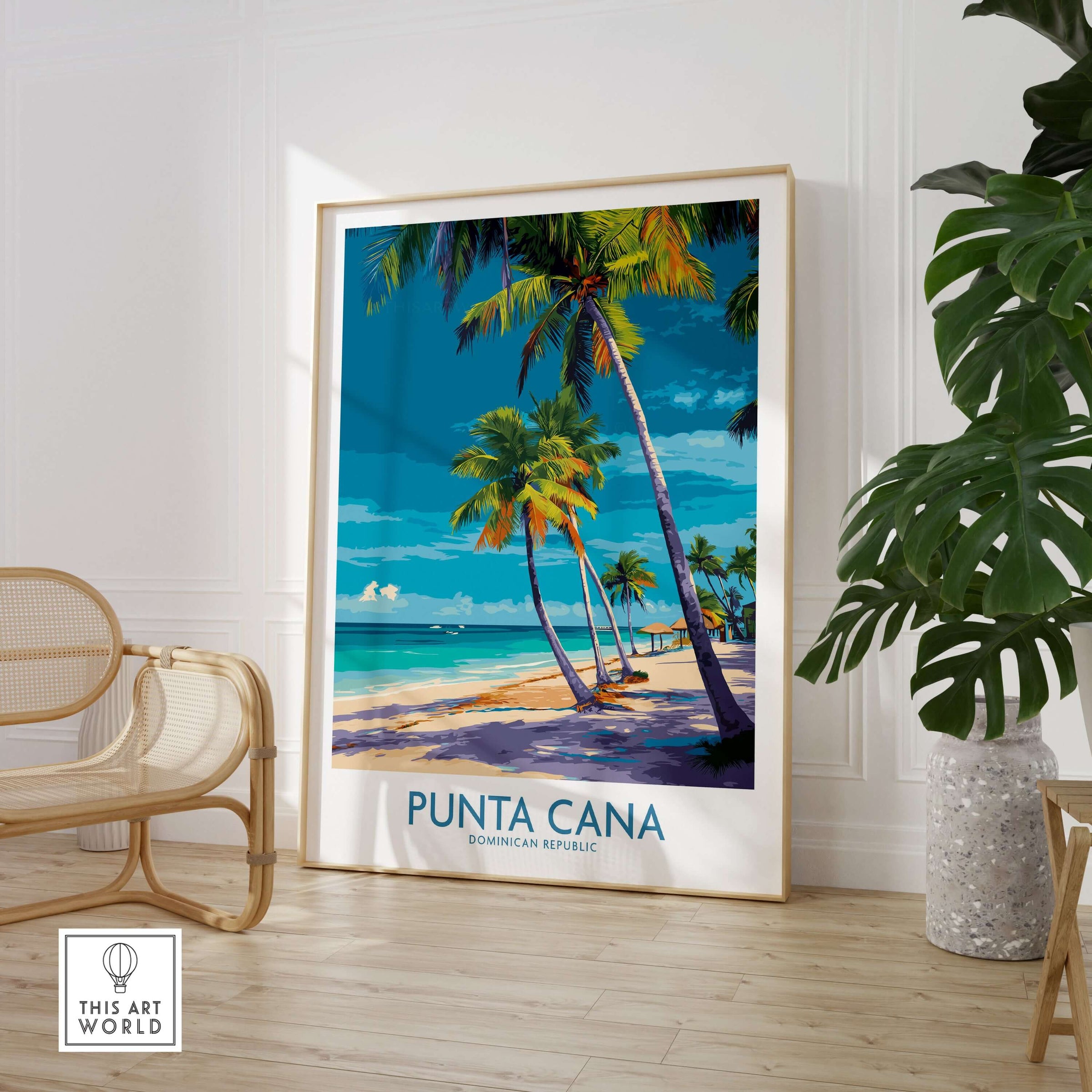 Punta Cana Poster - Dominican Republic Resort Landscape Print - Caribbean Travel Decor in a stylish interior