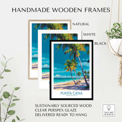 Punta Cana Poster - Dominican Republic Resort Landscape Print - Caribbean Travel Decor in handmade wooden frames.