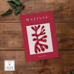 Matisse Art Prints - Red Coral Abstract Black Diamonds Poster featuring red coral shapes and black diamonds on a white background.