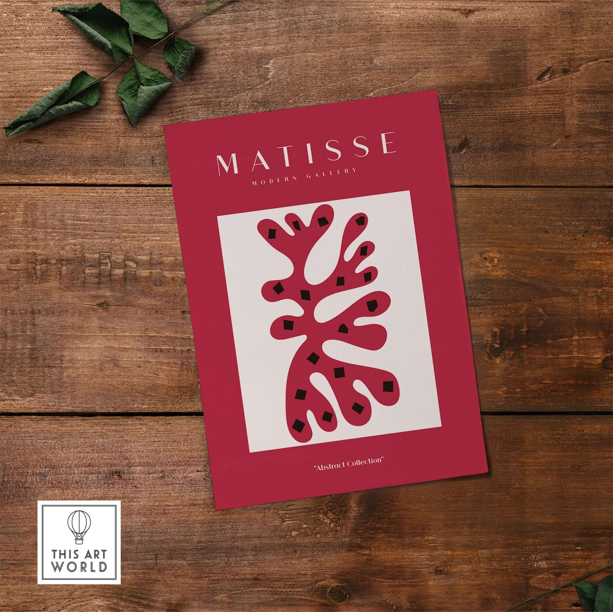 Matisse Art Prints - Red Coral Abstract Black Diamonds Poster featuring red coral shapes and black diamonds on a white background.