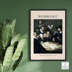 Rembrandt Anatomy Lesson Dr Tulp 1632 Group Portrait Art Print Dutch Master Poster featuring dramatic lighting and realistic detail.