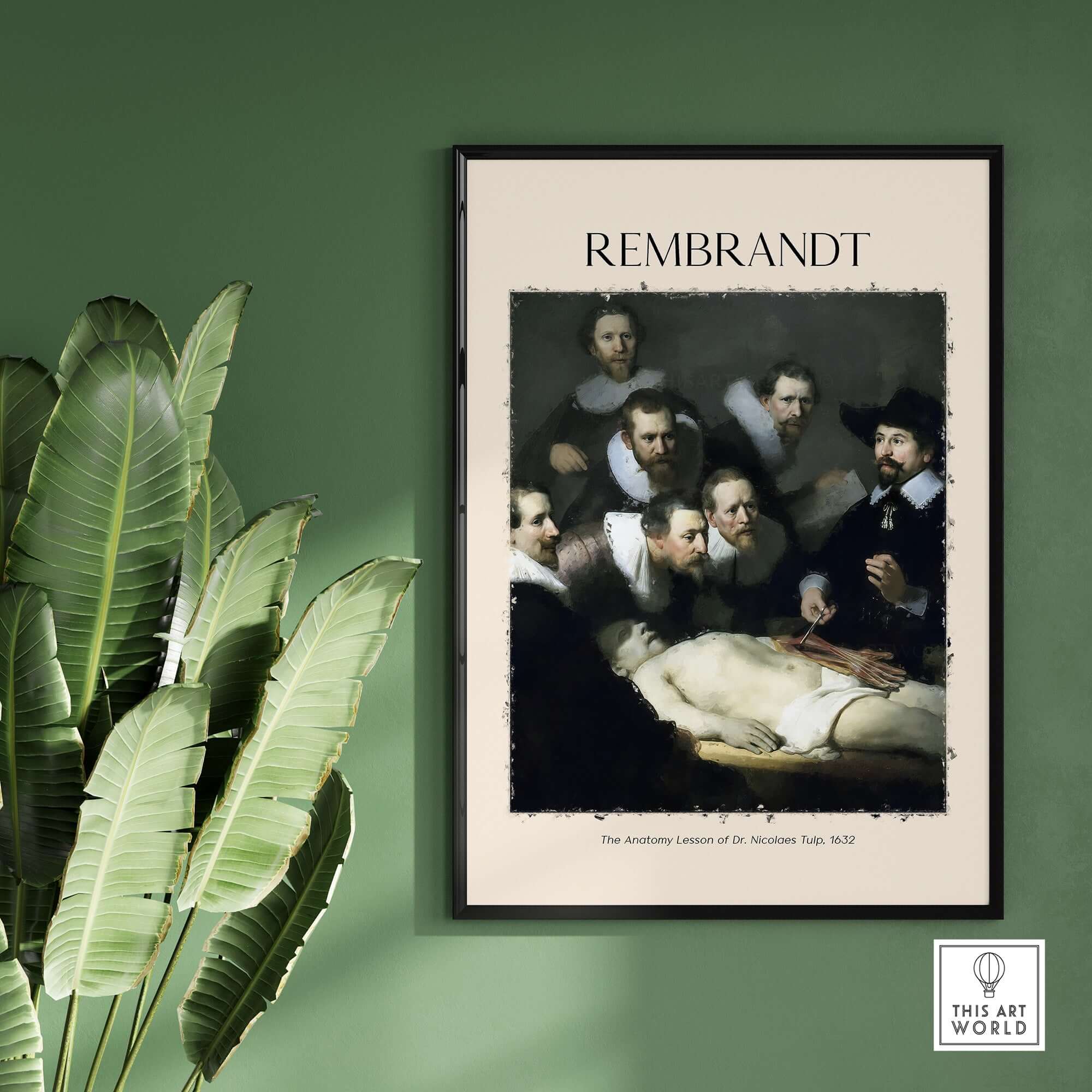 Rembrandt Anatomy Lesson Dr Tulp 1632 Group Portrait Art Print Dutch Master Poster featuring dramatic lighting and realistic detail.