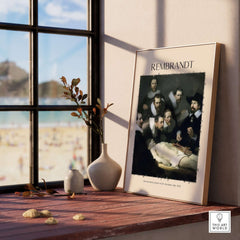 Rembrandt Anatomy Lesson Dr Tulp 1632 Group Portrait Art Print Dutch Master Poster displayed in a stylish interior setting.