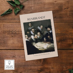 Rembrandt Anatomy Lesson Dr Tulp 1632 Group Portrait Art Print Dutch Master Poster showcasing the art detail and historical significance.