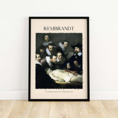 Rembrandt Anatomy Lesson Dr Tulp 1632 Group Portrait Art Print Dutch Master Poster featuring Dr. Tulp and fellow surgeons.