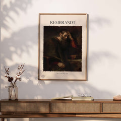 Rembrandt The Apostle Paul 1657 Religious Art Print Baroque Painting Poster displayed in a home setting.