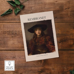 Rembrandt Girl Picture Frame 1641 Portrait Art Print Dutch Golden Age Poster Decor featuring a young woman in rich clothing.