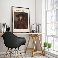 Rembrandt Girl Picture Frame 1641 Portrait Art Print Dutch Golden Age Poster Decor displayed in a stylish interior.