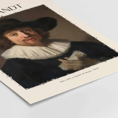 Rembrandt Man with Sheet Music 1633 Portrait Art Print Dutch Master Poster featuring a gentleman with sheet music.