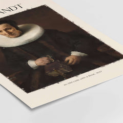 Rembrandt Old Lady with Book 1637 Portrait Print Dutch Golden Age Poster Art featuring an elderly woman with a book.