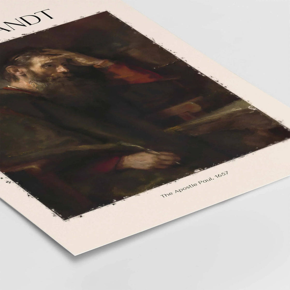 Rembrandt The Apostle Paul 1657 Religious Art Print Baroque Painting Poster showcasing a contemplative apostle.