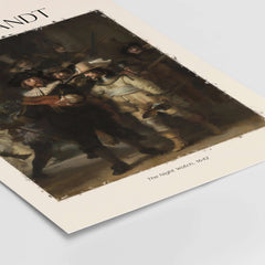 Rembrandt The Night Watch 1642 Famous Dutch Master Painting Art Print Poster displayed in detail.
